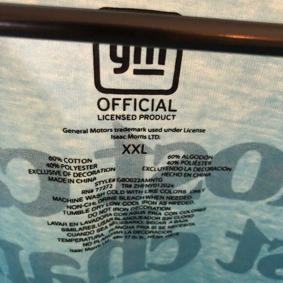 GM Official Men's NWOT Long Sleeve Blue Chevrolet Camaro Tee Size XXL - Picture 2 of 5